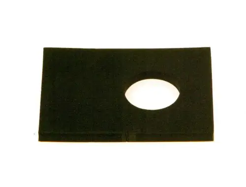 Schwarzes Dichtungsstück mit ovalem Ausschnitt, hergestellt von Bosch. Das Produkt hat eine flache, rechteckige Form.